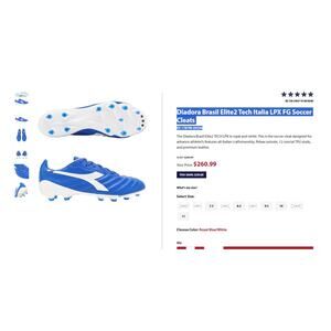 Diadora Brasil Elite2 Tech Italia LPX FG Soccer Cleats Royal Blue Made in Italy